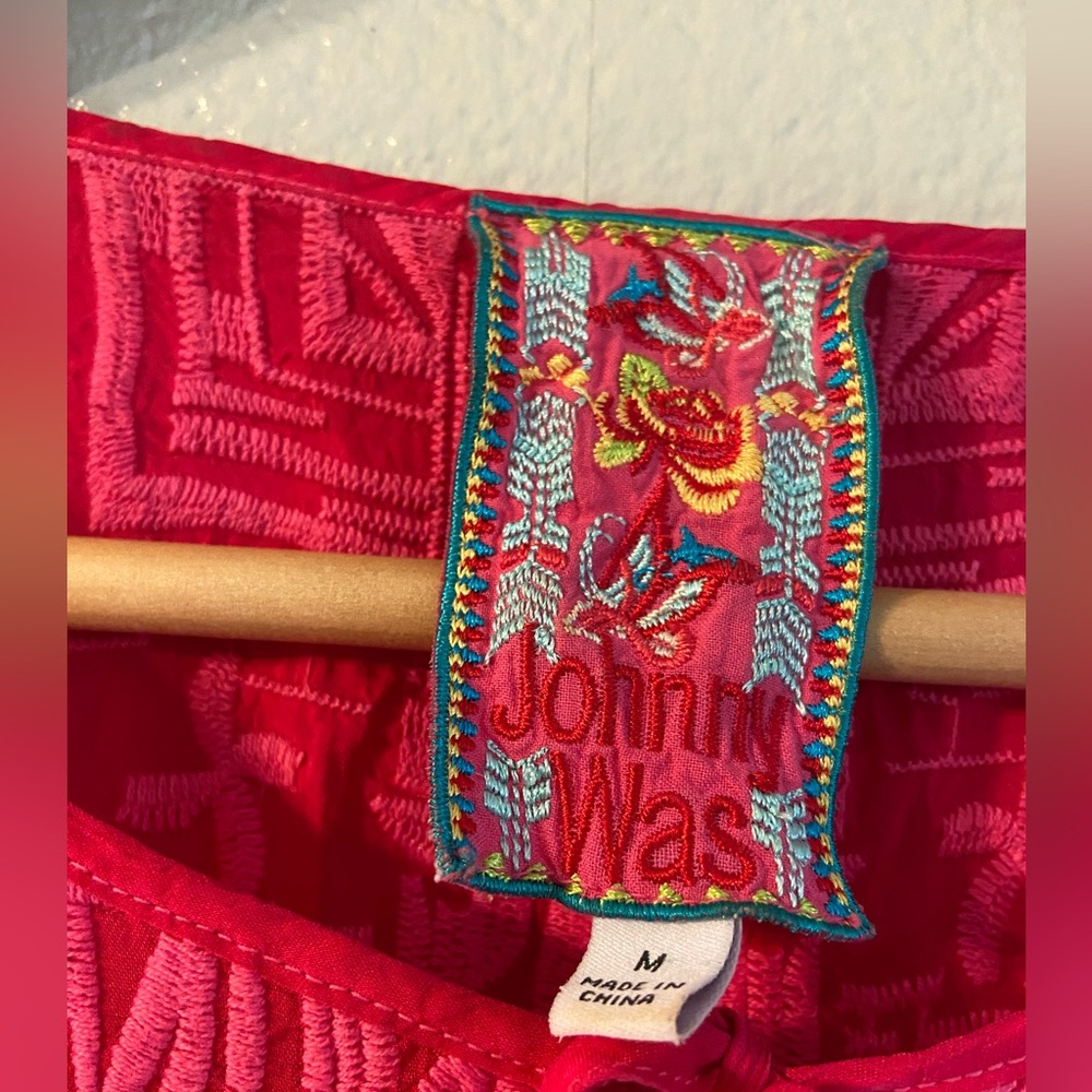 Johnny Was Embroidered Magenta Pink Tunic Shirt Size Medium - Picture 4 of 10